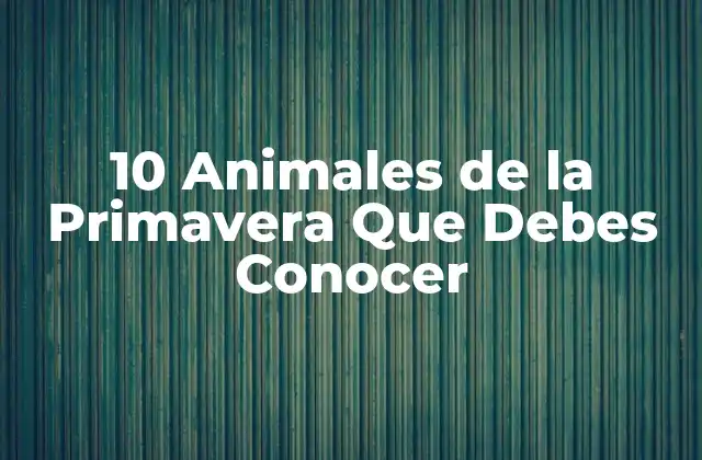 10 Animales de la Primavera que Debes Conocer