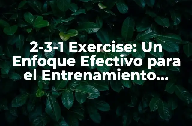 ¿Qué es el Entrenamiento 2-3-1?