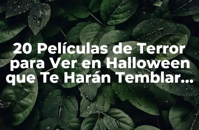 20 Películas de Terror para Ver en Halloween que Te Harán Temblar de Miedo