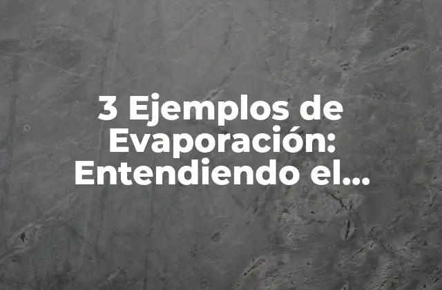 3 Ejemplos de Evaporación: Entendiendo el Proceso de Cambio de Estado