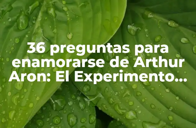 36 Preguntas para Enamorarse de Arthur Aron: el Experimento Del Amor