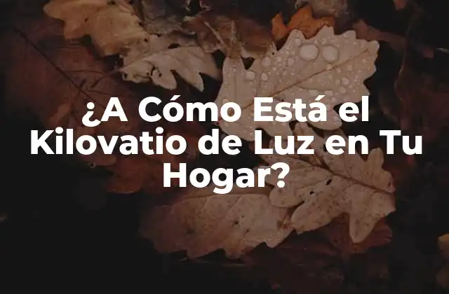 ¿a Cómo Está el Kilovatio de Luz en Tu Hogar?