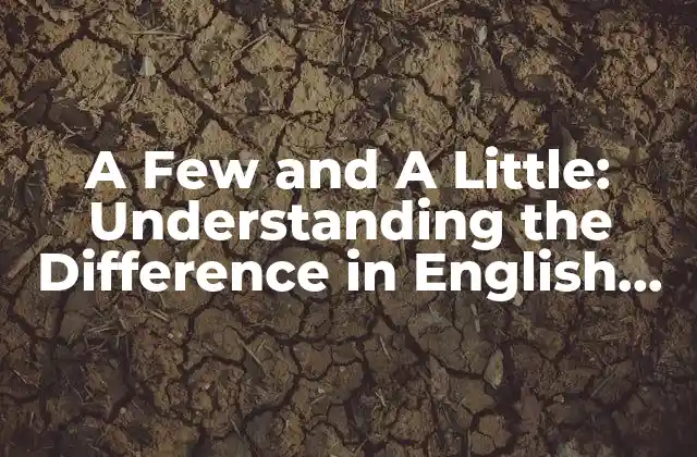 A Few And a Little: Understanding The Difference In English Grammar