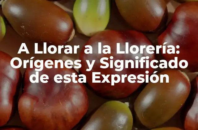A Llorar a la Llorería: Orígenes y Significado de Esta Expresión