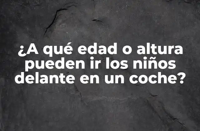 ¿a Qué Edad o Altura Pueden Ir los Niños Delante en un Coche?