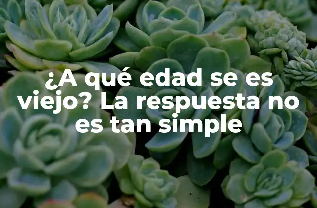 ¿a Qué Edad Se es Viejo? la Respuesta No es Tan Simple