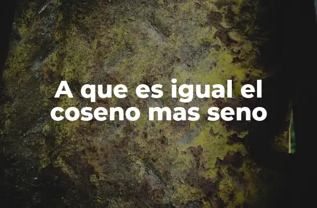 A que es Igual el Coseno mas Seno