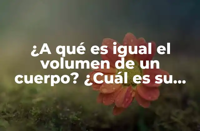 ¿a Qué es Igual el Volumen de un Cuerpo? ¿cuál es Su Definición y Cómo Se Calcula?
