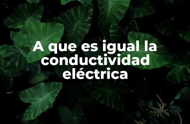 A que es Igual la Conductividad Eléctrica
