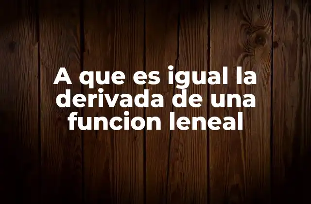 A que es Igual la Derivada de una Funcion Leneal