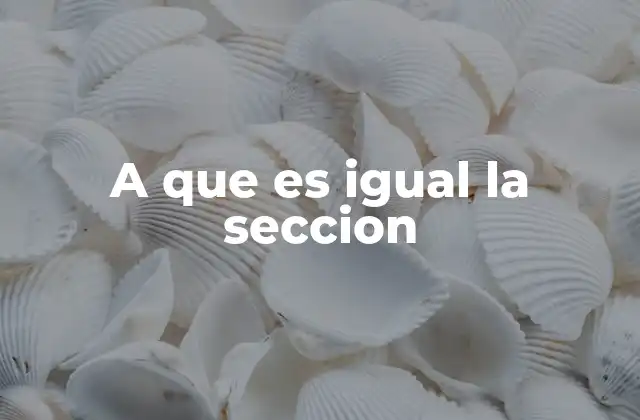 A que es Igual la Seccion