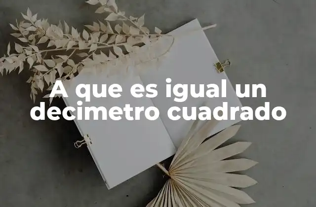 A que es Igual un Decimetro Cuadrado