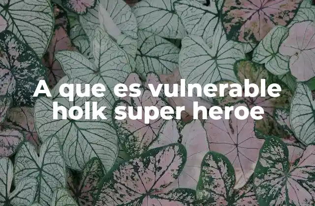 A que es Vulnerable Holk Super Heroe