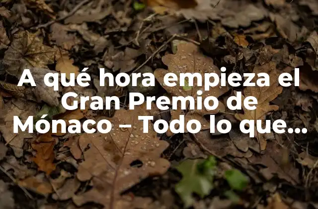 A Qué Hora Empieza el Gran Premio de Mónaco – Todo Lo que Debes Saber