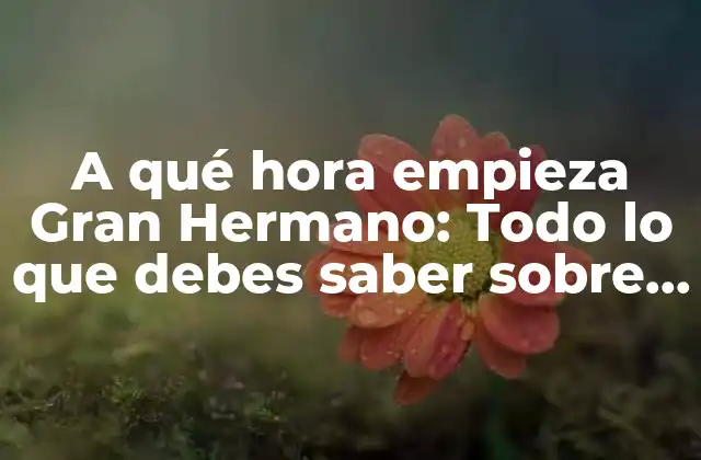 A Qué Hora Empieza Gran Hermano: Todo Lo que Debes Saber sobre el Programa de Reality Show