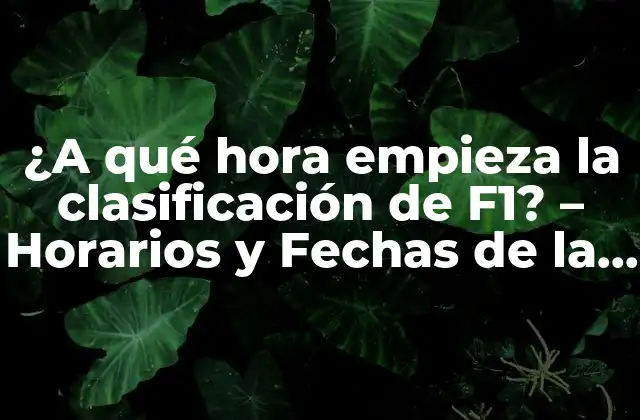 ¿a Qué Hora Empieza la Clasificación de F1? – Horarios y Fechas de la Temporada de Fórmula 1