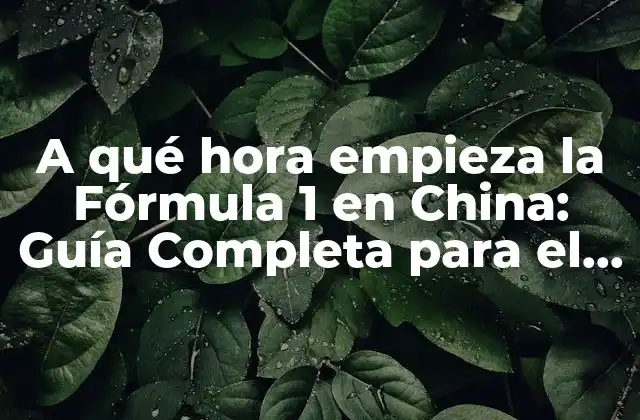 A Qué Hora Empieza la Fórmula 1 en China: Guía Completa para el Gran Premio de China