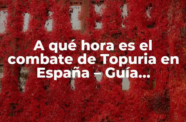 A Qué Hora es el Combate de Topuria en España – Guía Completa y Actualizada