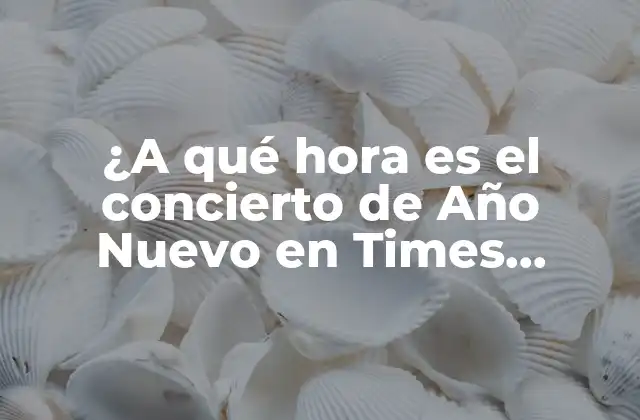 ¿a Qué Hora es el Concierto de Año Nuevo en Times Square?