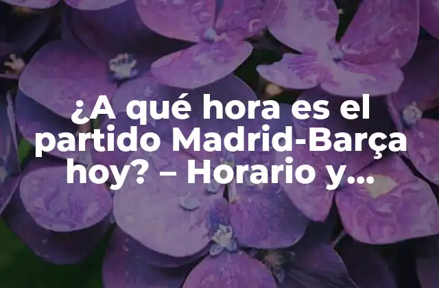 ¿a Qué Hora es el Partido Madrid-barça Hoy? – Horario y Detalles Del Clásico