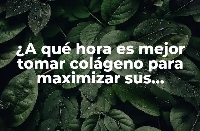 ¿a Qué Hora es Mejor Tomar Colágeno para Maximizar Sus Beneficios?