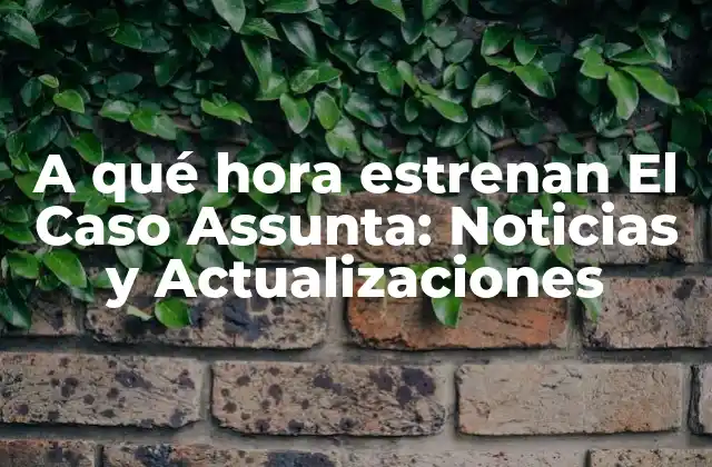 A Qué Hora Estrenan el Caso Assunta: Noticias y Actualizaciones