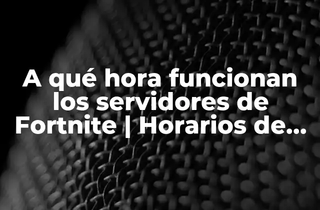 A Qué Hora Funcionan los Servidores de Fortnite | Horarios de Mantenimiento y Actualizaciones