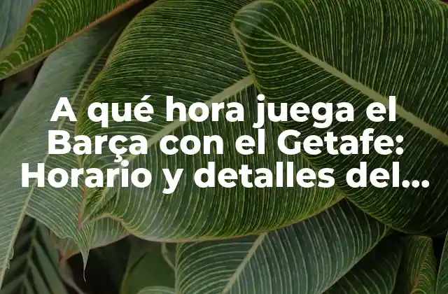 A Qué Hora Juega el Barça con el Getafe: Horario y Detalles Del Partido