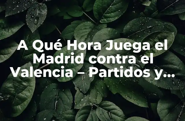 A Qué Hora Juega el Madrid contra el Valencia – Partidos y Horarios