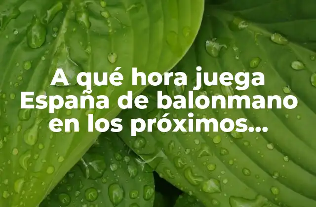 A Qué Hora Juega España de Balonmano en los Próximos Partidos