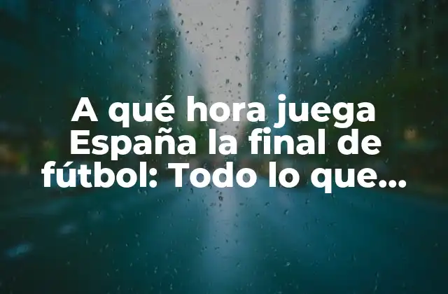 A Qué Hora Juega España la Final de Fútbol: Todo Lo que Necesitas Saber