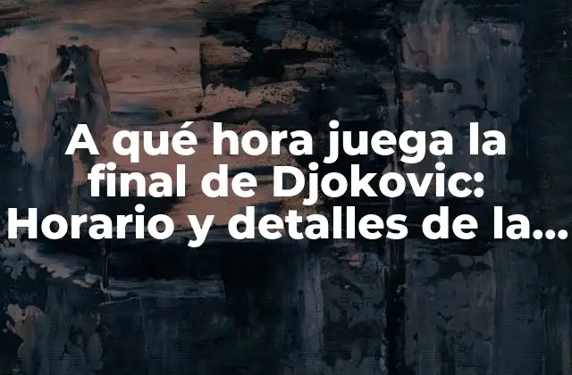 A Qué Hora Juega la Final de Djokovic: Horario y Detalles de la Última Instancia