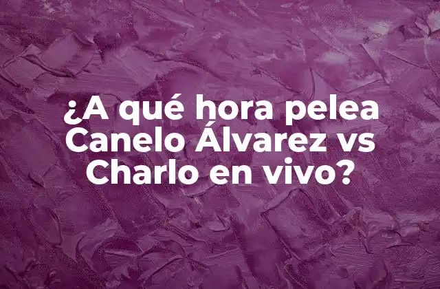¿a Qué Hora Pelea Canelo Álvarez Vs Charlo en Vivo?