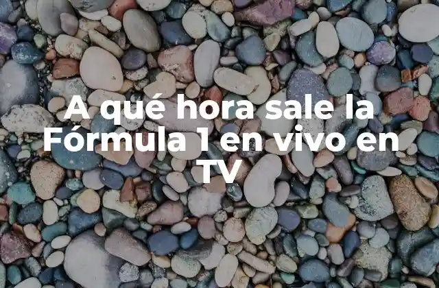 A Qué Hora Sale la Fórmula 1 en Vivo en Tv