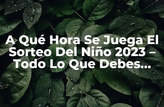 A Qué Hora Se Juega el Sorteo Del Niño 2023 – Todo Lo que Debes Saber