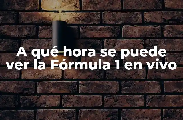 A Qué Hora Se Puede Ver la Fórmula 1 en Vivo