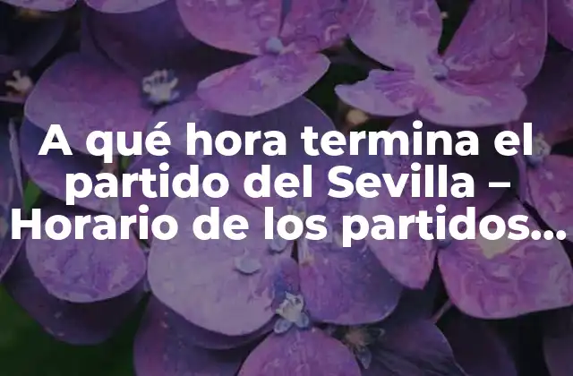 A Qué Hora Termina el Partido Del Sevilla – Horario de los Partidos Del Sevilla Fc