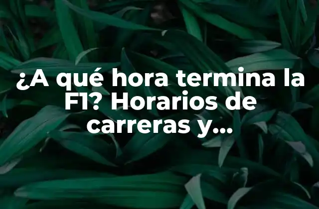 ¿a Qué Hora Termina la F1? Horarios de Carreras y Programación