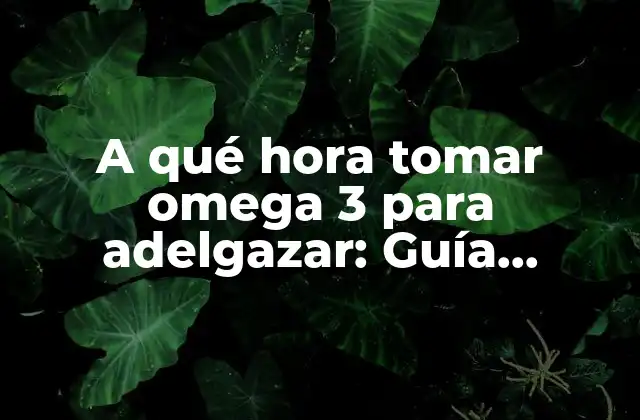A Qué Hora Tomar Omega 3 para Adelgazar: Guía Completa