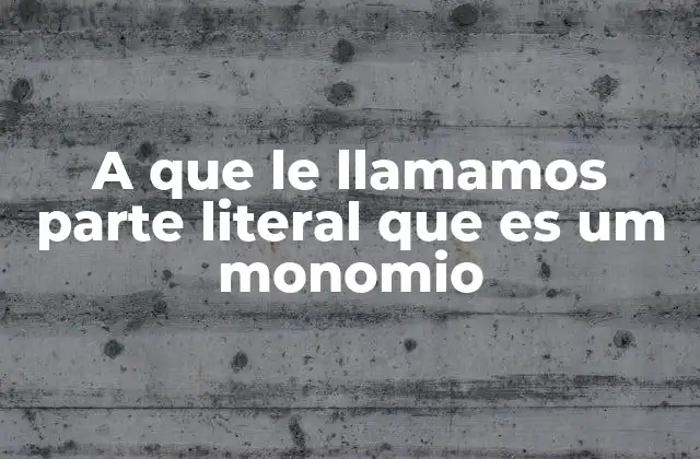 A que Le Llamamos Parte Literal que es Um Monomio