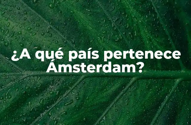 ¿a Qué País Pertenece Ámsterdam?