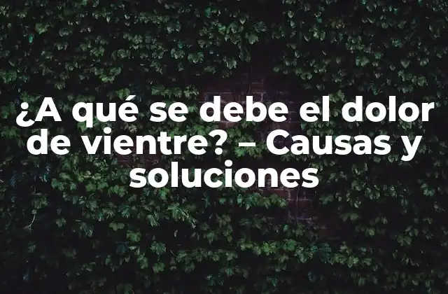 ¿a Qué Se Debe el Dolor de Vientre? – Causas y Soluciones