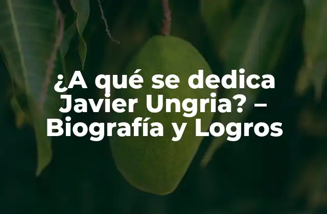 ¿a Qué Se Dedica Javier Ungria? – Biografía y Logros