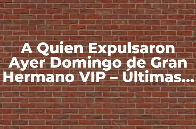 A Quien Expulsaron Ayer Domingo de Gran Hermano Vip – Últimas Noticias