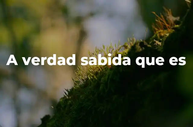 A Verdad Sabida que es