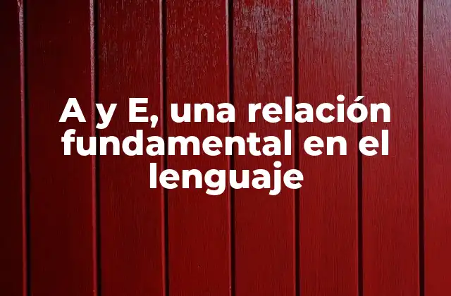 A y E, una Relación Fundamental en el Lenguaje 2 La historia de la relación entre A y E