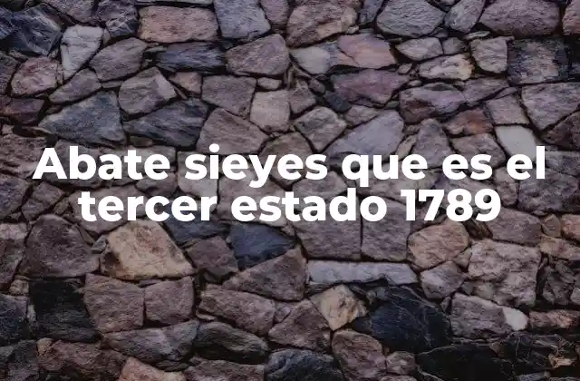 Abate Sieyes que es el Tercer Estado 1789
