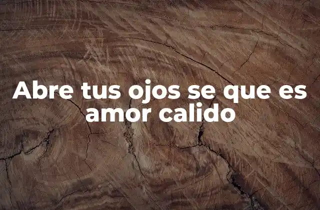 Abre Tus Ojos Se que es Amor Calido