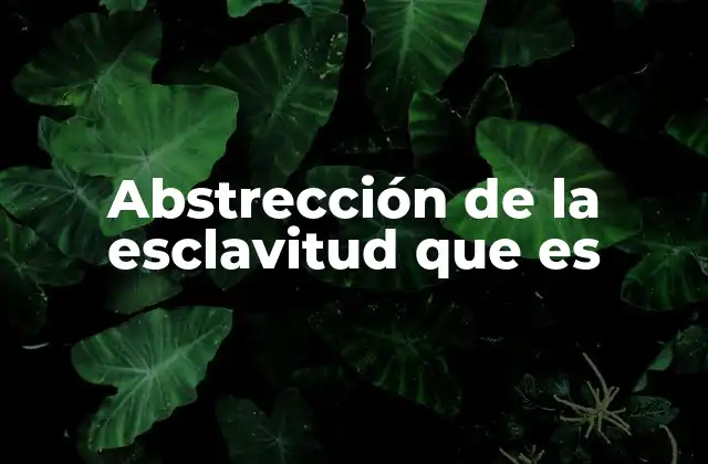 Abstrección de la Esclavitud que es