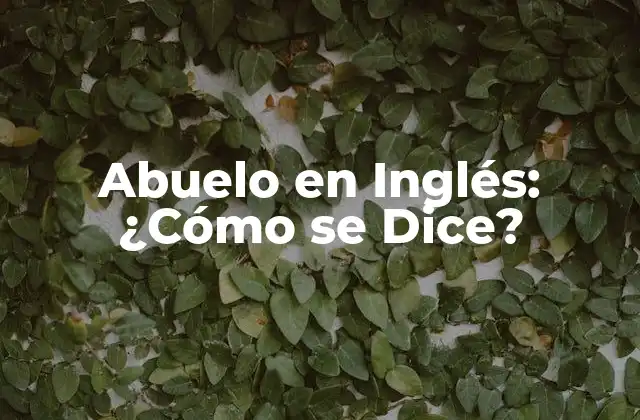 Abuelo en Inglés: ¿cómo Se Dice?